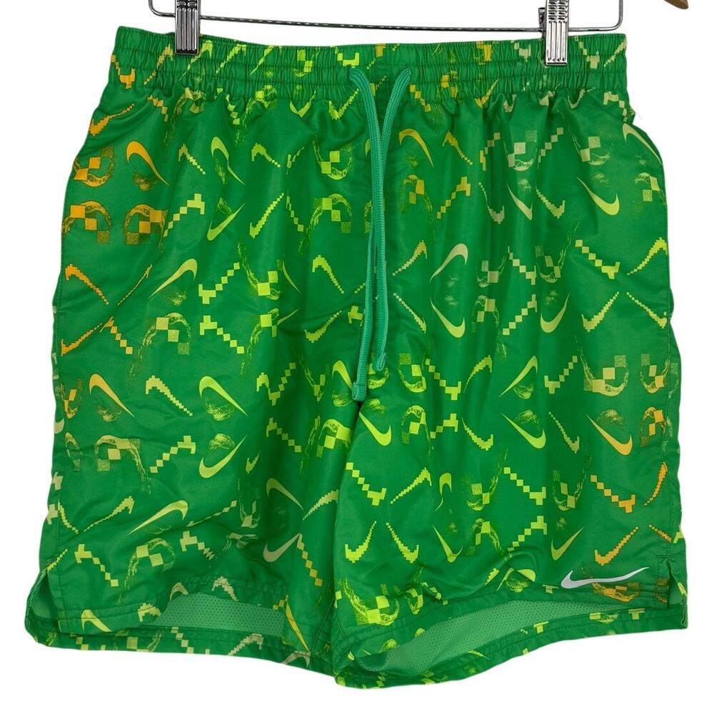 Nike Digi Swoosh Mens Swim Suit Trunks SZ L Green Mesh Lined